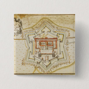 Plan of the citadel of Milan 15 Cm Square Badge