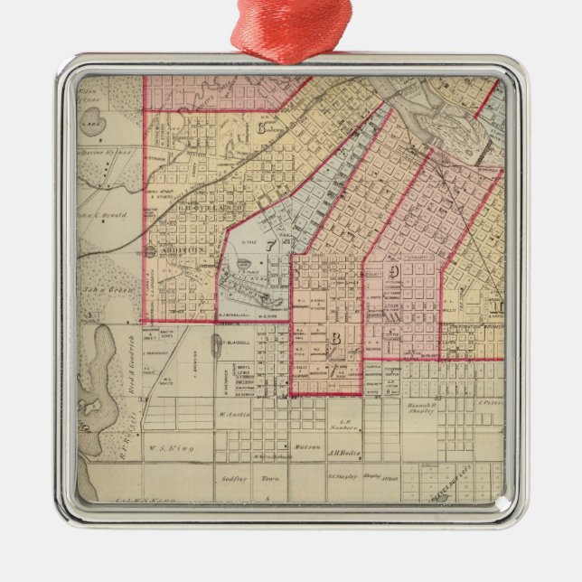Plan of the City of Minneapolis and Vicinity Metal Ornament (Front)