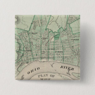 Plan of the City of New Albany, Floyd Co, Indiana 15 Cm Square Badge