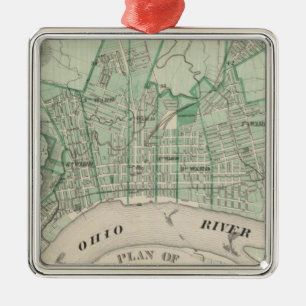 Plan of the City of New Albany, Floyd Co, Indiana Metal Ornament
