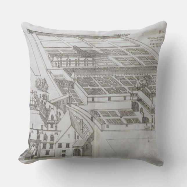 Plan of the enclosed gardens and Chateau de Gaillo Cushion (Front)