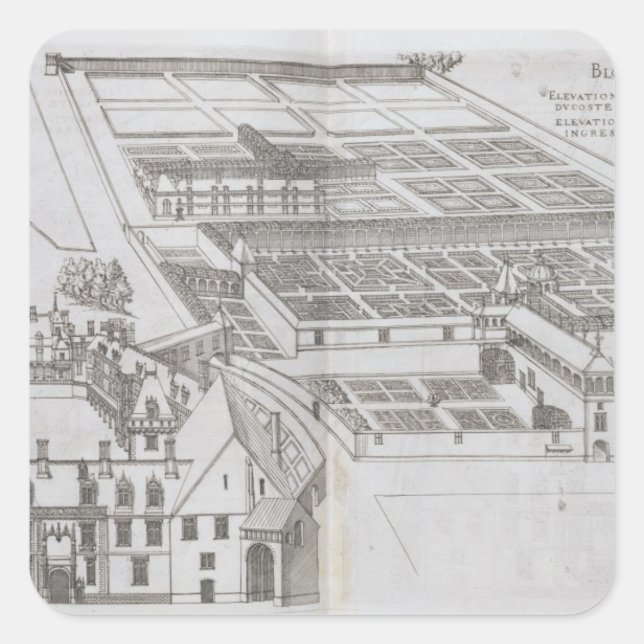 Plan of the enclosed gardens and Chateau de Gaillo Square Sticker (Front)