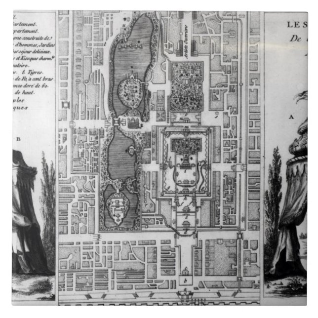 Plan of the Gardens of the Emperor of Peking, from Ceramic Tile (Front)