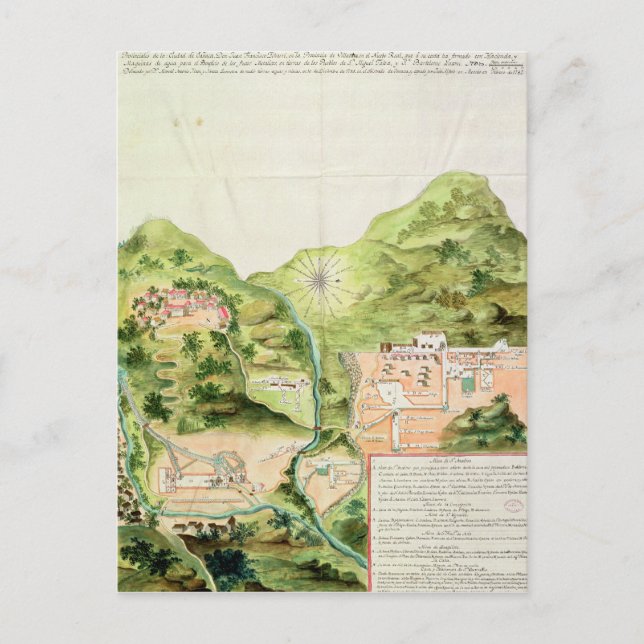 Plan of the Mines of Oaxaca, Mexico, 1785-87 Postcard (Front)