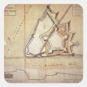 Plan of the New Fort at Pittsburgh Square Sticker