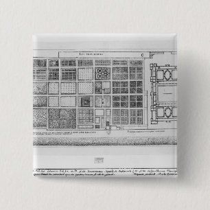 Plan of the Palace and Garden of the Tuileries 15 Cm Square Badge
