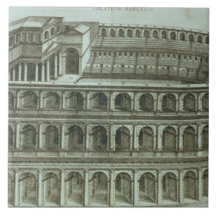 Plan of the Theatre of Marcellus, Rome, 1558 (engr Ceramic Tile