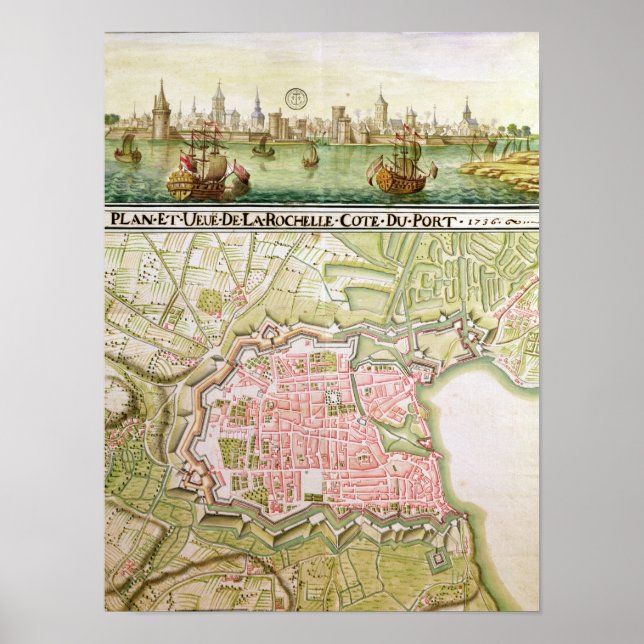 Plan of the town of La Rochelle, 1736 Poster (Front)
