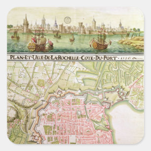 Plan of the town of La Rochelle, 1736 Square Sticker