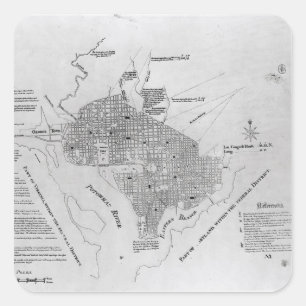 Plan of Washington D.C. Square Sticker
