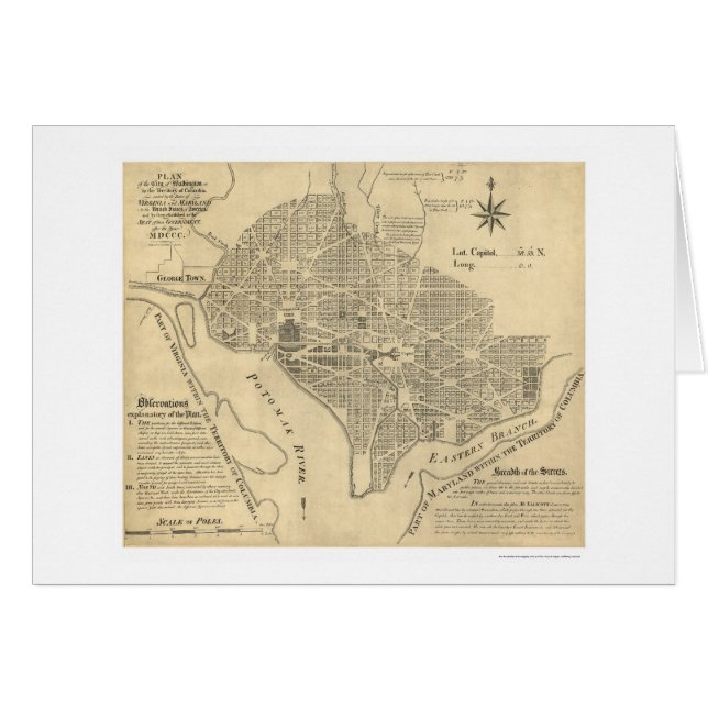 Plan of Washington DC Map 1792 (Front Horizontal)