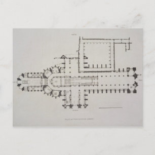 Plan of Westminster Abbey, plate 1 from 'Westminst Postcard