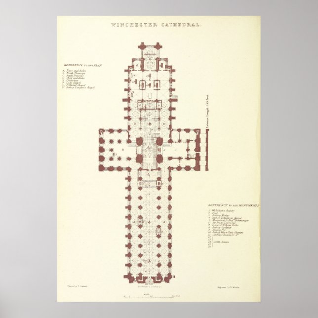 Plan of Winchester Cathedral Poster (Front)