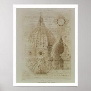 Plan, Section and Elevation of Florence Cathedral, Poster