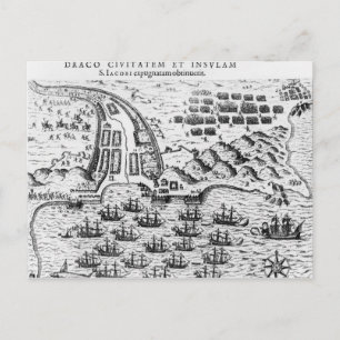 Plan Showing how Francis Drake Stormed Postcard
