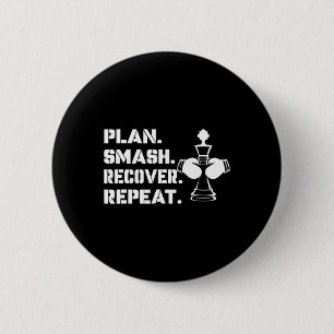 Plan. Smash. Recover. Repeat.' - Chess Boxing 6 Cm Round Badge