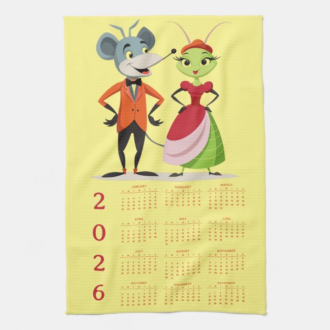 Plan your year in style with this 2026 calendar tea towel (Vertical)