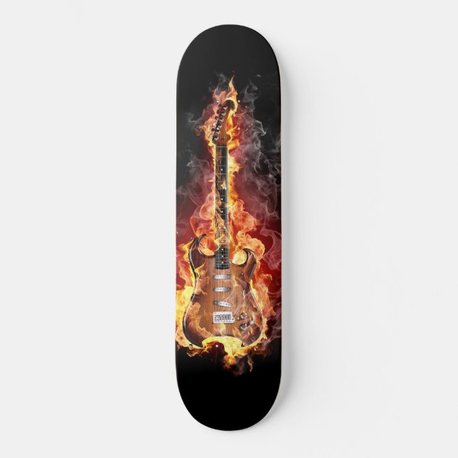 planche à roulette guitare en feu  skateboard (Front)