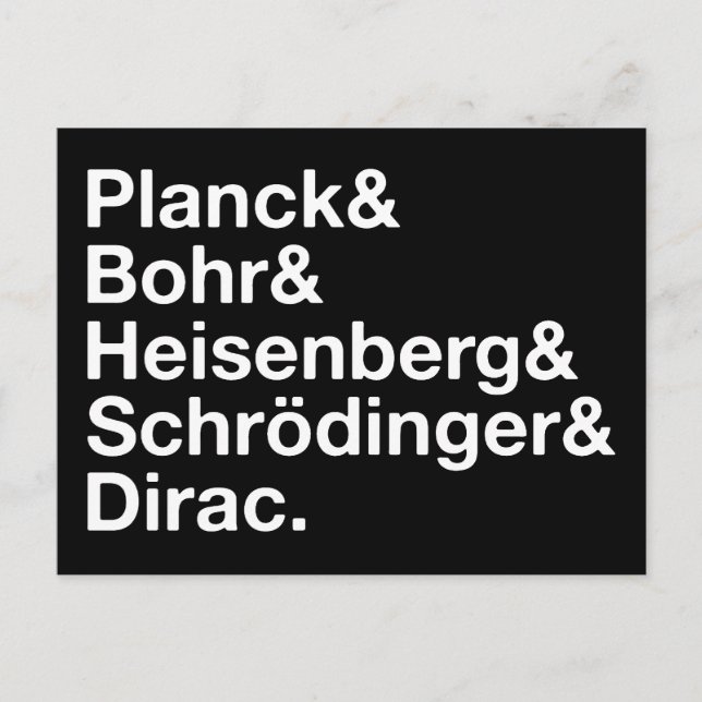 Planck & Bohr & Heisenberg & Schrödinger & Dirac Postcard (Front)