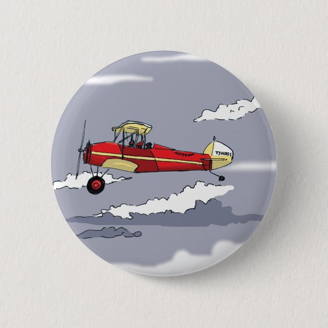 plane 6 cm round badge (Front)