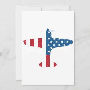 Plane Aircraft USA Flag Veteran Pilot Gift Invitation