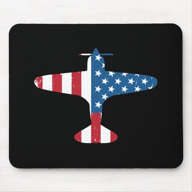 Plane Aircraft USA Flag Veteran Pilot Gift Mouse Pad (Front)