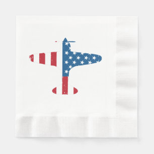 Plane Aircraft USA Flag Veteran Pilot Gift Napkin