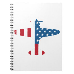 Plane Aircraft USA Flag Veteran Pilot Gift Notebook