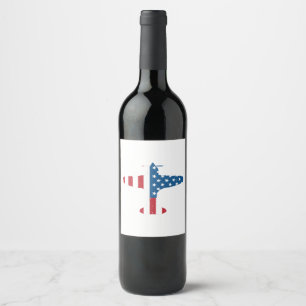 Plane Aircraft USA Flag Veteran Pilot Gift Wine Label