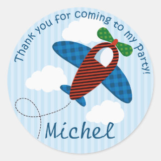 Plane Birthday personalised Thank You sticker