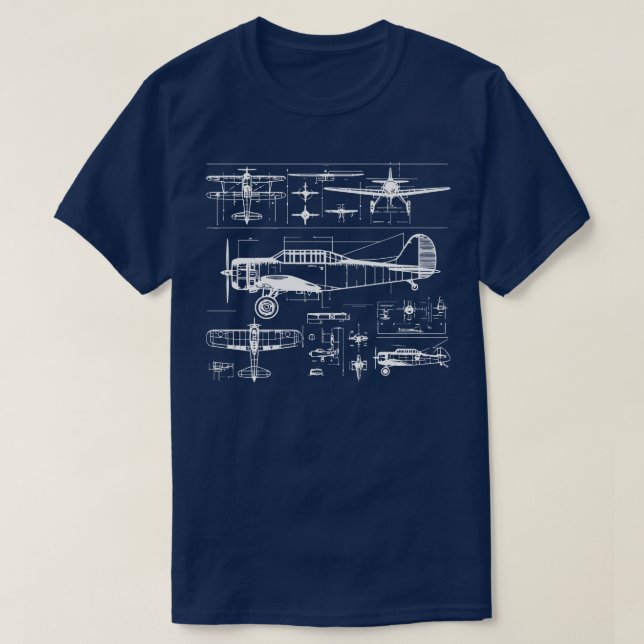 plane blueprint T-Shirt (Design Front)
