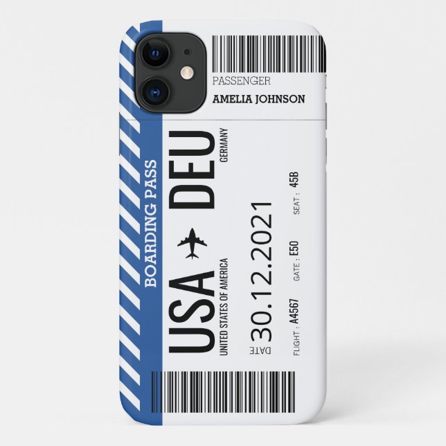 Plane Boarding Ticket (Personalise) Case-Mate iPho Case-Mate iPhone Case (Back)