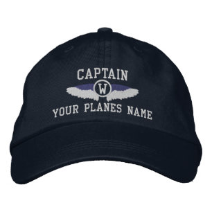 Plane Captain or pilots wings monogrammed Embroidered Hat