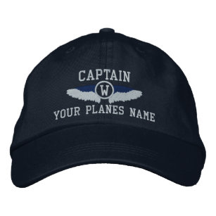 Plane Captain or pilots wings monogrammed Embroidered Hat