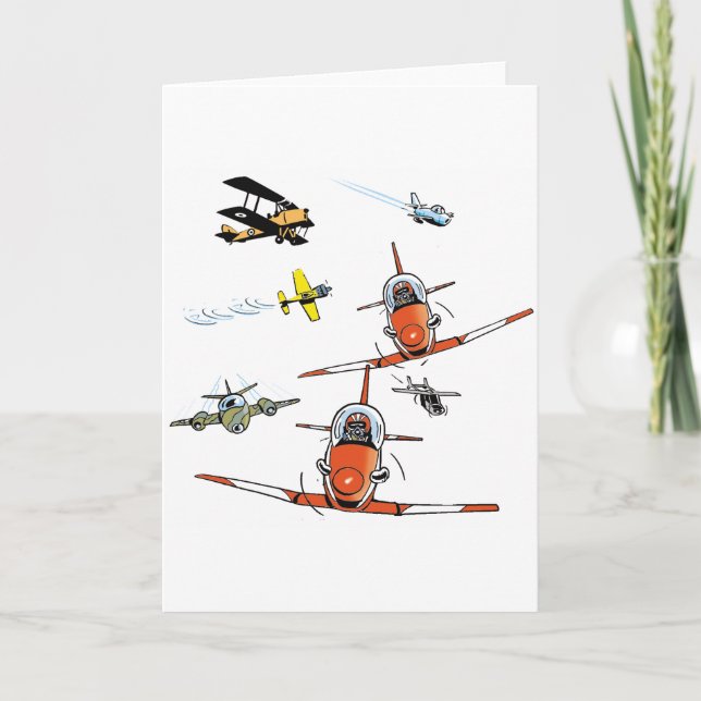 Plane Cartoons Greeting Card (Front)