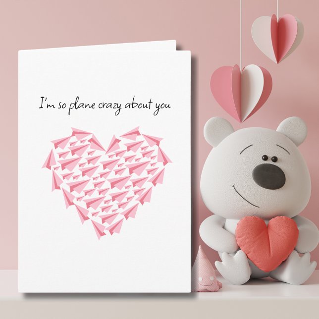 Plane crazy about you, Cute Paper Aeroplane Heart Card (Creator Uploaded)