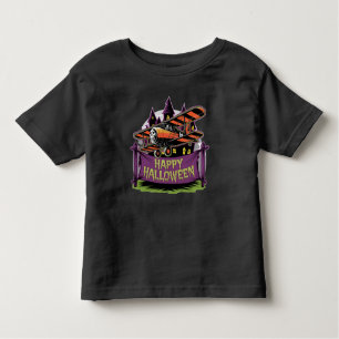 Plane flying over happy halloween banner toddler T-Shirt