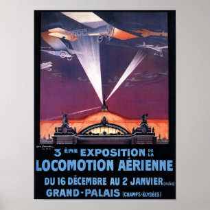 Plane Flying Over Searchlight Poster