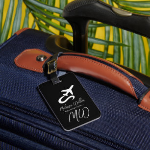 Plane (front side), World Map (back) BLACK Luggage Tag