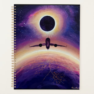 Plane in flight city and eclipse planner