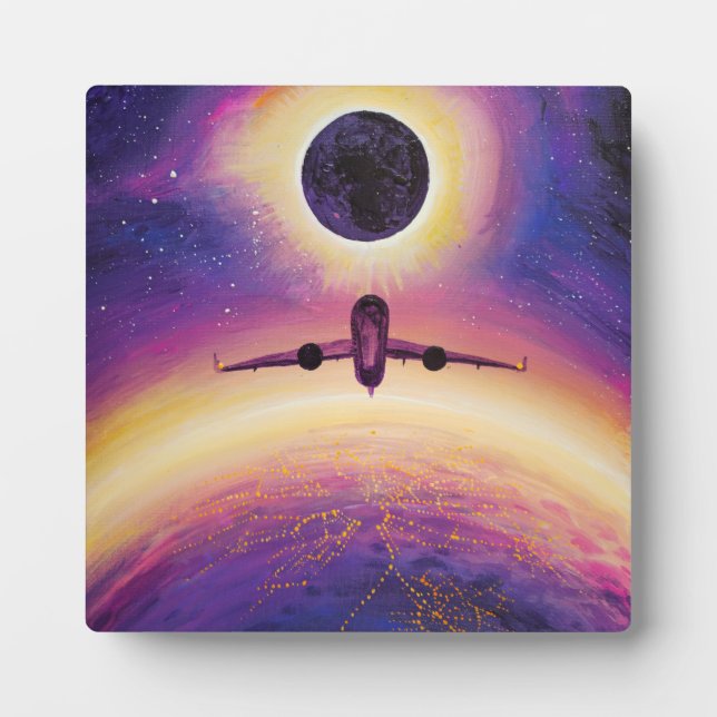 Plane in flight city and eclipse plaque (Front)