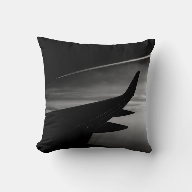 Plane in the Air - Black and White Photograph Cushion (Front)