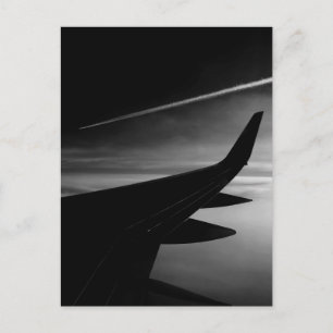 Plane in the Air in Black and White Postcard