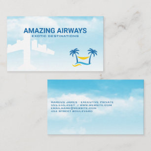 Plane in the Clouds Tropical Logo Business Card