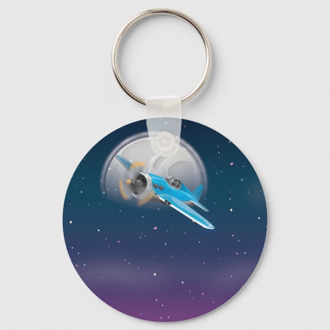 Plane Infront of the Moon Key Ring (Front)