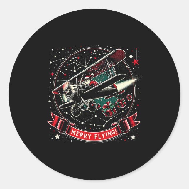 Plane Lot Ugly Christmas Sweater Airplane Operator Classic Round Sticker (Front)