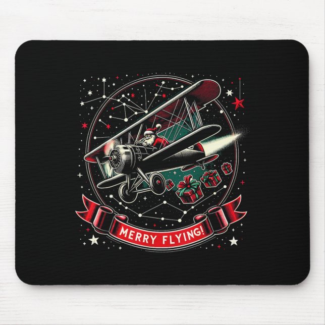 Plane Lot Ugly Christmas Sweater Airplane Operator Mouse Pad (Front)