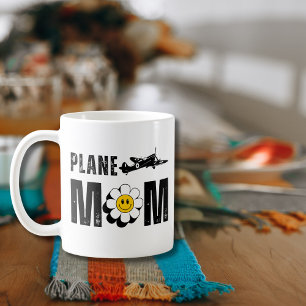 PLANE Mum,Flower & Vintage Aeroplane,Funny Aviatio Coffee Mug