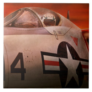 Plane - Pilot - Airforce - Go get em Tiger Ceramic Tile