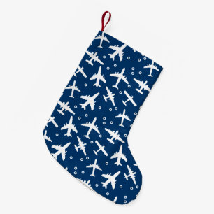Plane Spotters Blue and White Aeroplane Pattern Small Christmas Stocking